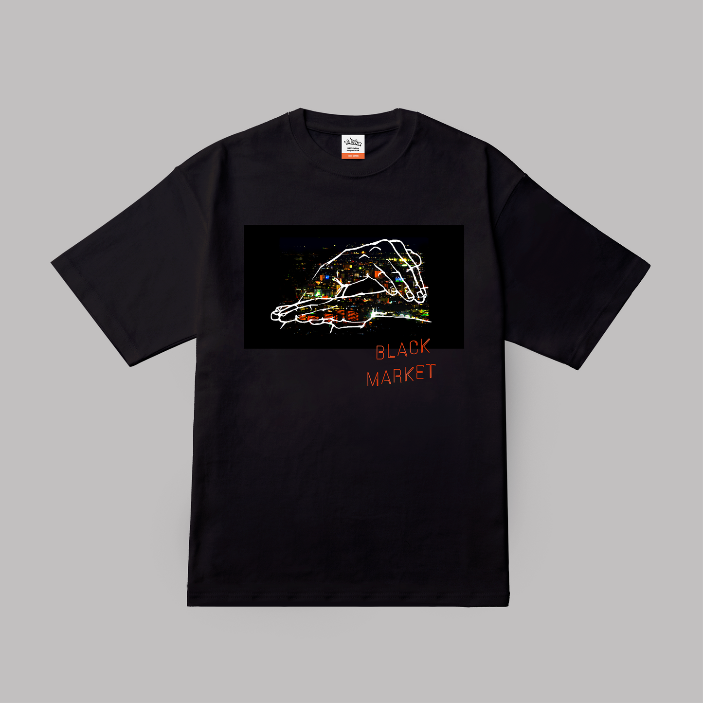 5.6oz Big silhouette TEE  “BLACK MARKET”