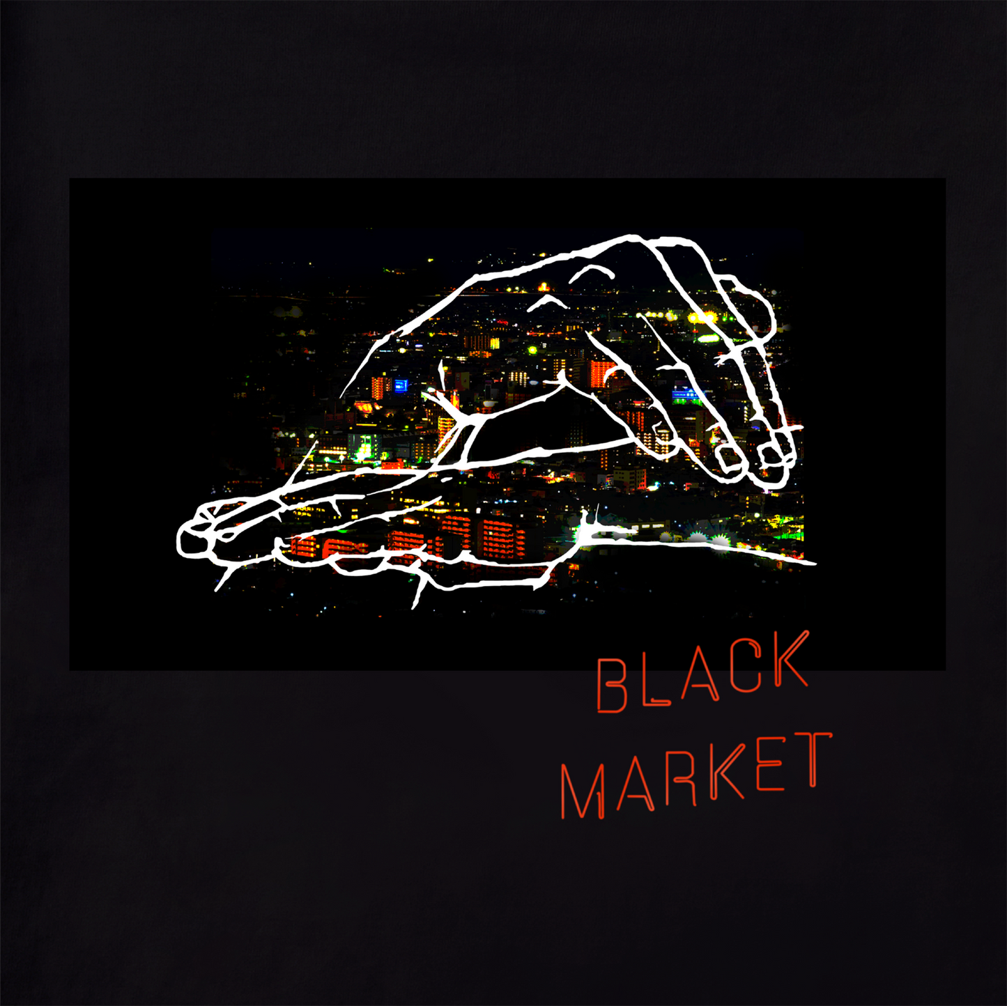 5.6oz Big silhouette TEE  “BLACK MARKET”