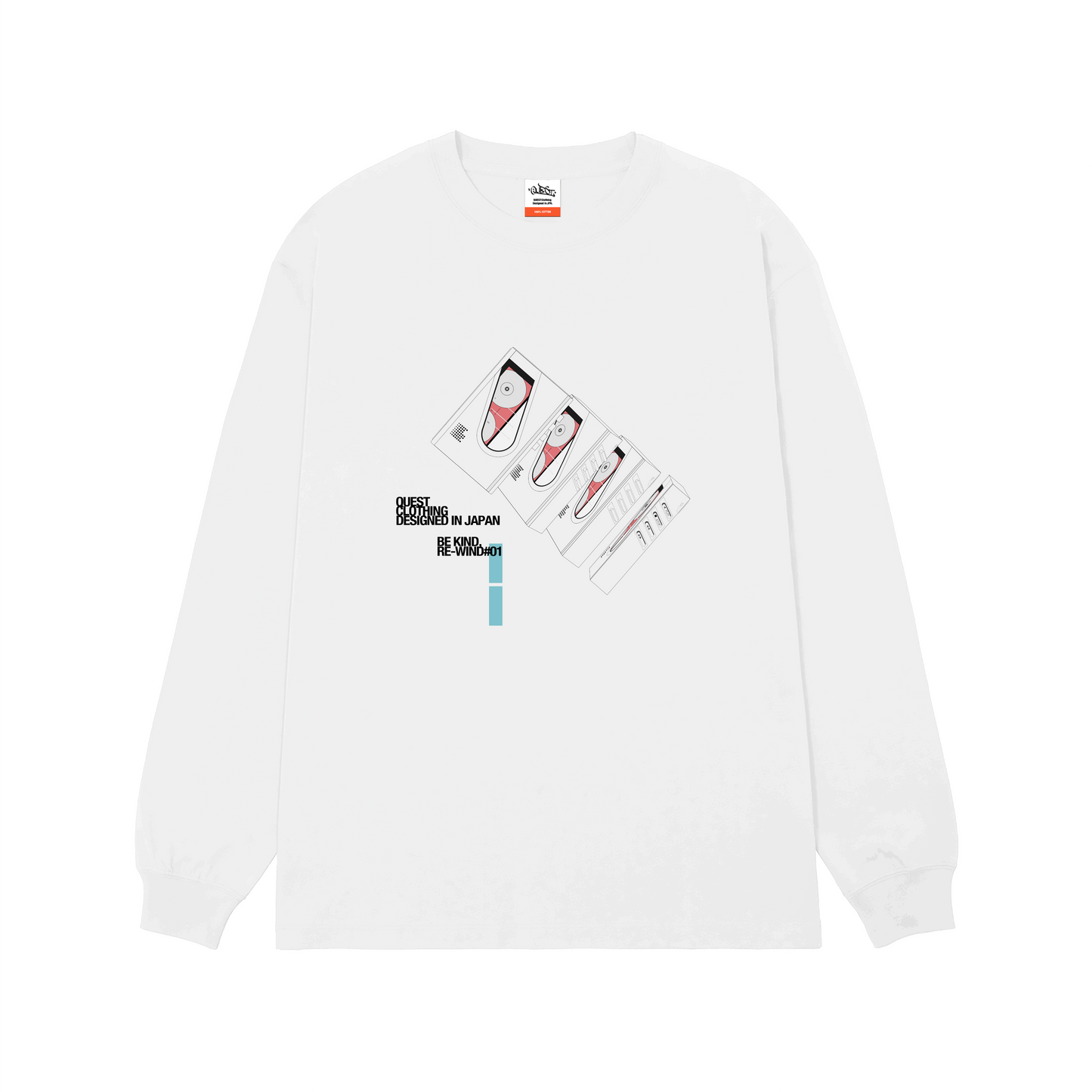 5.6oz Big silhouette L/S TEE “BE KIND, RE-WIND”