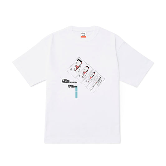 5.6oz Big silhouette TEE “BE KIND, RE-WIND” WHITE