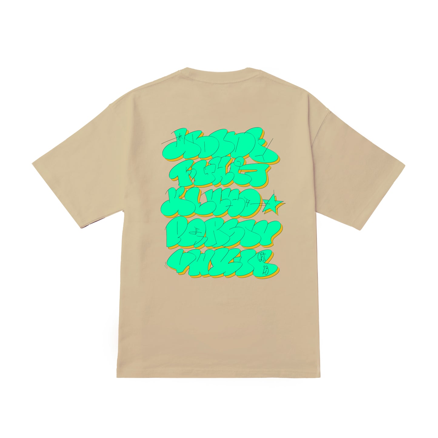 5.6oz Big silhouette TEE “A to Z TEE” Sand Beige