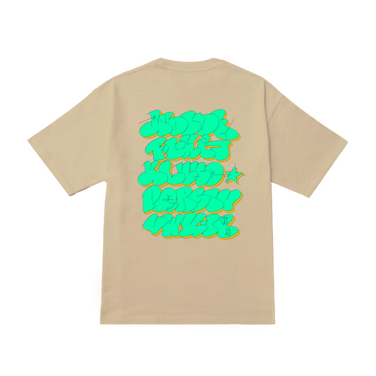 5.6oz Big silhouette TEE “A to Z TEE” Sand Beige